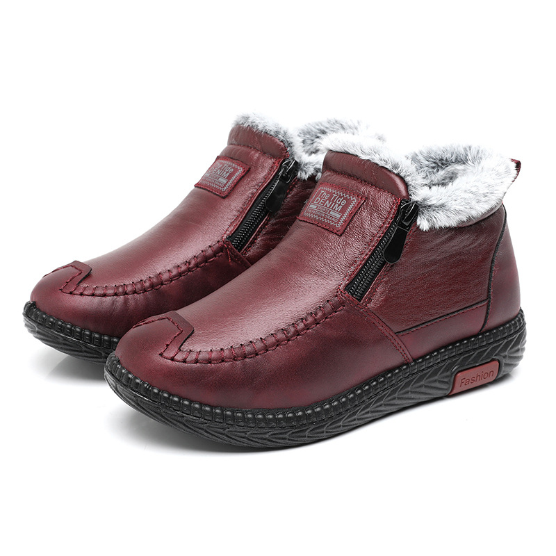 Women's Genuine Leather Non-Slip Zipper Ankle Boots