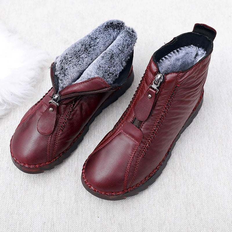 Women's Soft Leather Winter Warm Non-Slip Shoes Boots