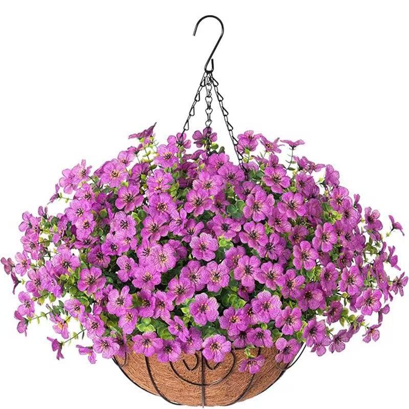 16" Artificial Daisy Mums with Hanging Basket