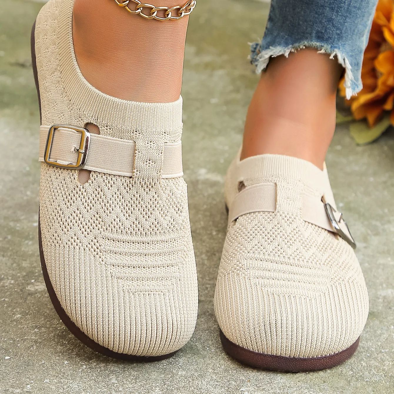 🌸🎉 Trendy Must-Have! Only a Few Left! ✨🥿💫Women's Daily Soft Breathable Arch Support Neuropathic Flat Mule Diabetic Shoes
