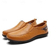 Men's Casual Brown Loafers with Soft Faux Leather Upper, Hand-Stitched Detailing, and Durable Rubber Sole - Perfect for Everyday Wear and Outdoor Activities
