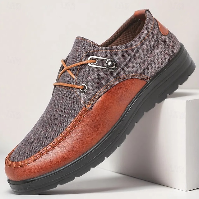 Men's Brown and Tan Slip-On Sneakers with Elastic Design - Lightweight, Flexible Footwear for Casual Outings, Travel and Everyday Wear