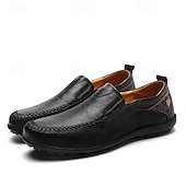 Men's Casual Brown Loafers with Soft Faux Leather Upper, Hand-Stitched Detailing, and Durable Rubber Sole - Perfect for Everyday Wear and Outdoor Activities