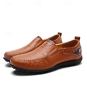 Men's Casual Brown Loafers with Soft Faux Leather Upper, Hand-Stitched Detailing, and Durable Rubber Sole - Perfect for Everyday Wear and Outdoor Activities