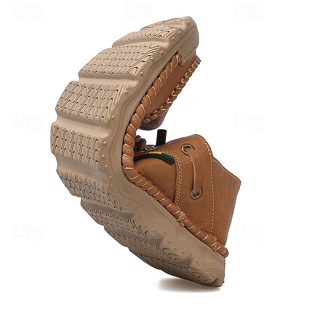Men's Tan Outdoor Sneakers with Mesh Upper, Cushioned Insole and Durable Rubber Sole for Sports, Hiking and Active Outdoor Adventures