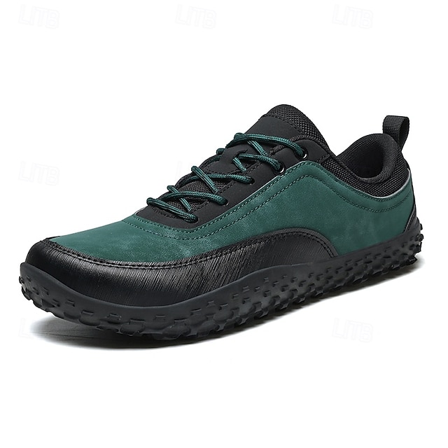 Green and Black Men's Outdoor Hiking Shoes with Lace-Up Closure and Rugged Sole – Ideal for Adventure Seekers, Casual Outdoor Activities and Everyday Fashion