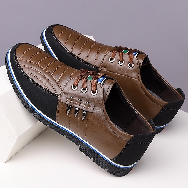 Men's Brown and Black Lace-Up Sneakers – Stylish Sporty Shoes for Casual Outings and Active Lifestyles