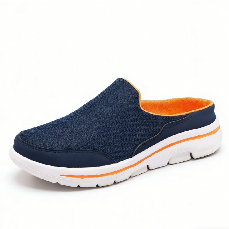 Atmungsaktiv Mesh Herren Mules, leicht und strapazierfähig, schwarze Slip-On Komfort Schuhe