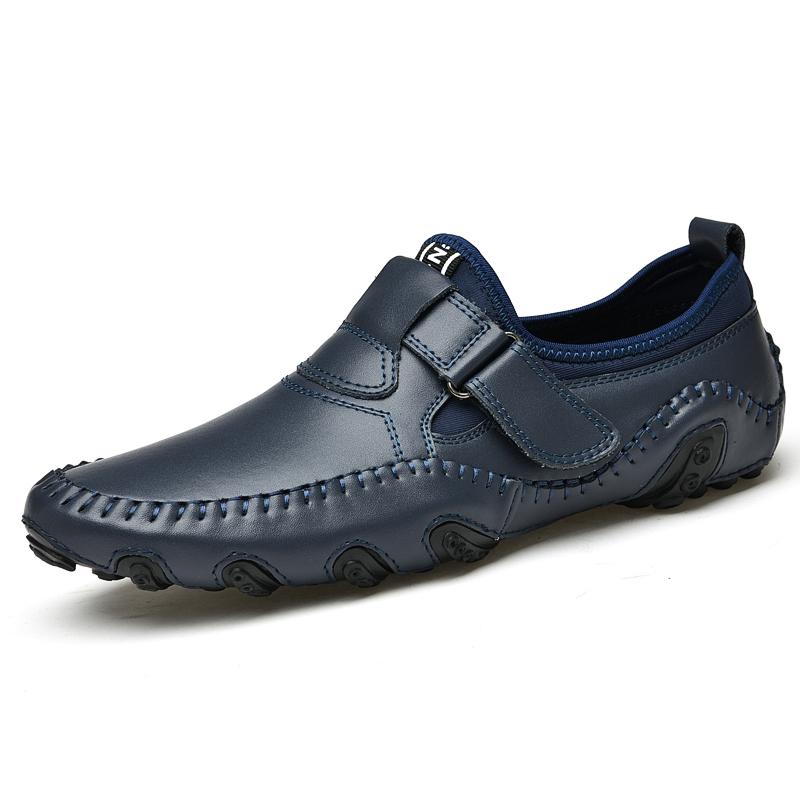 Herren Klettverschluss Mokassins – Bequeme Lederschuhe mit rutschfester Sohle