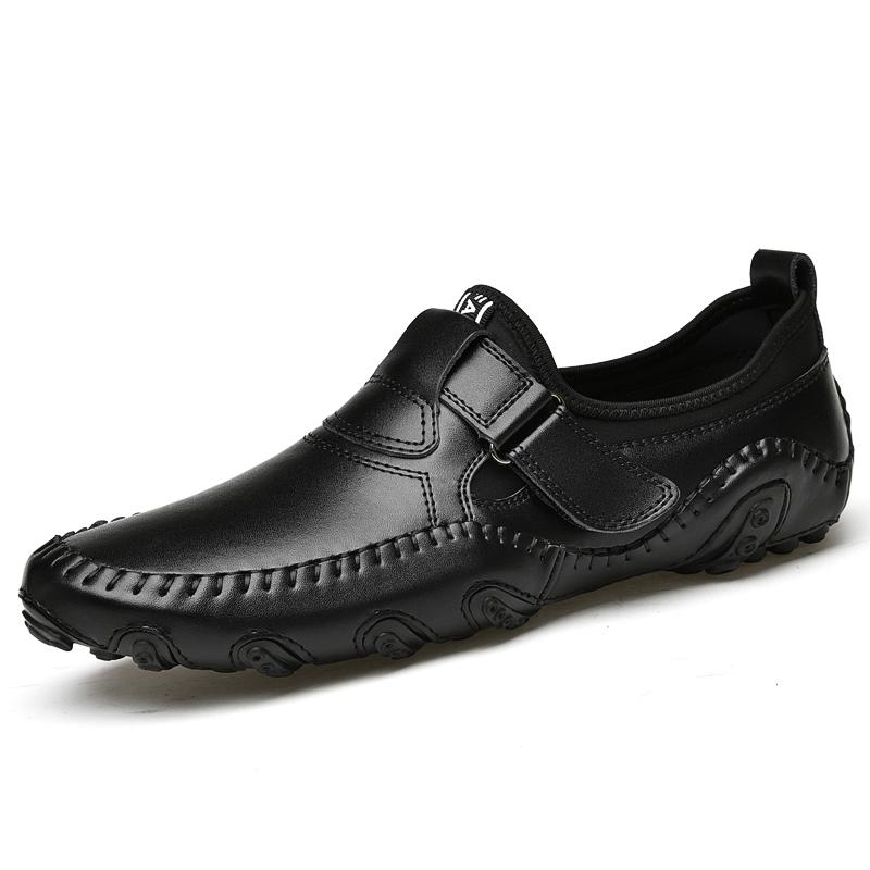 Herren Klettverschluss Mokassins – Bequeme Lederschuhe mit rutschfester Sohle