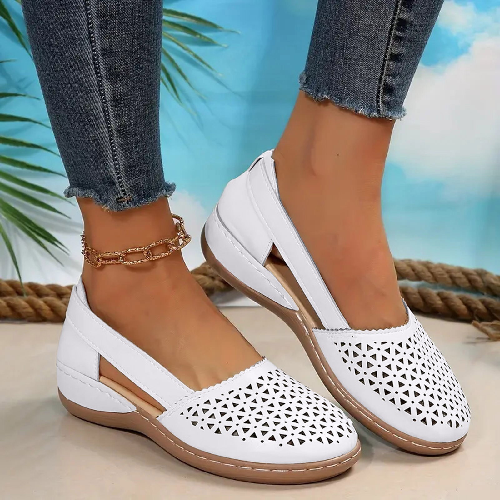 YLYL Sandals for Women Flats Orthopedic Closed Toe Flat Strappy Hollow Summer Comfy Outdoor Walking Beach Sandals