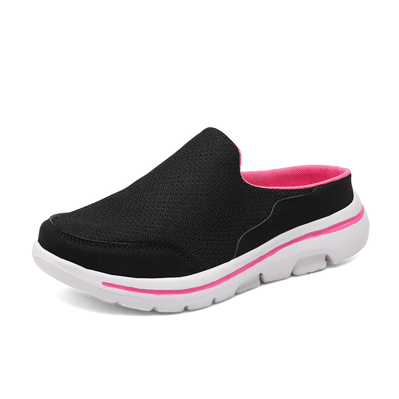 Atmungsaktiv Mesh Herren Mules, leicht und strapazierfähig, schwarze Slip-On Komfort Schuhe
