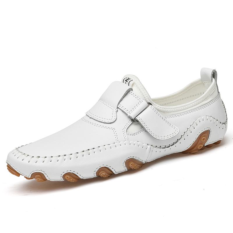 Herren Klettverschluss Mokassins – Bequeme Lederschuhe mit rutschfester Sohle