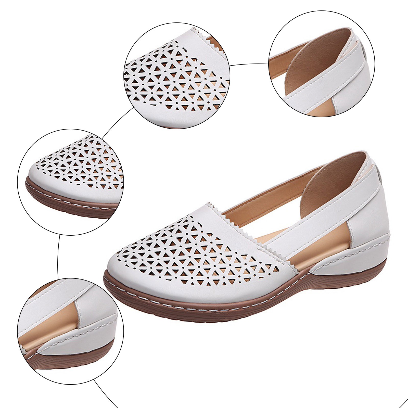 YLYL Sandals for Women Flats Orthopedic Closed Toe Flat Strappy Hollow Summer Comfy Outdoor Walking Beach Sandals