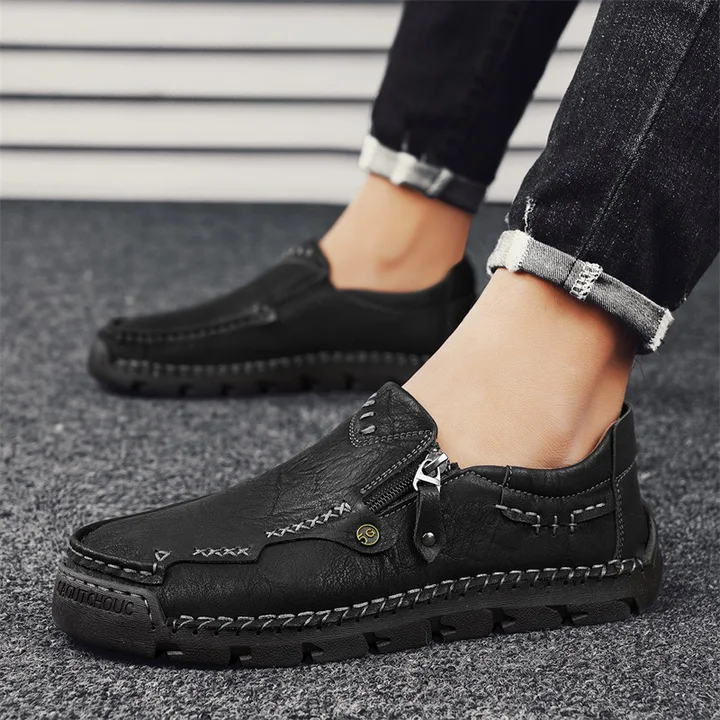 Spring And Autumn New Men'S Bean Shoes Cross-Border Large Size Casual Slip-On Leather Shoes Men'S Outdoor Hand-Stitched Driving Shoes