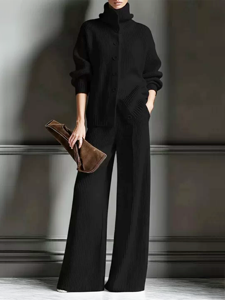 Zweiteiliges Set aus kuscheligem Cardigan und Hose für Damen