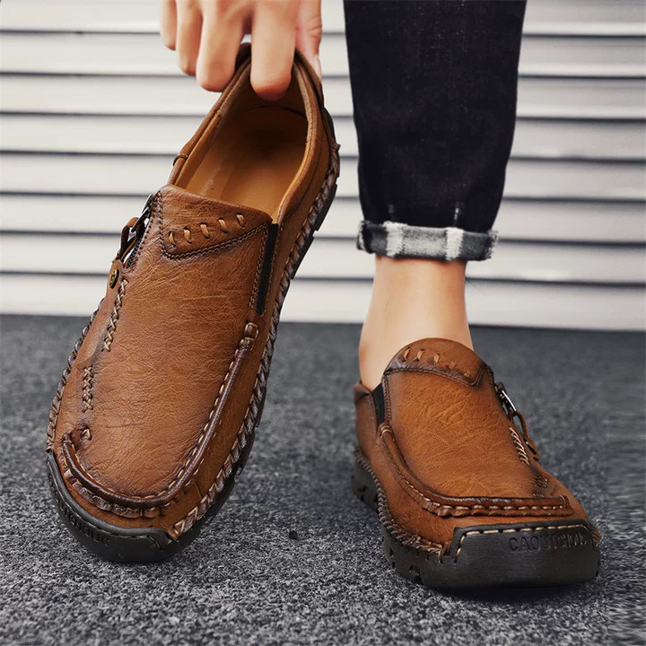 Spring And Autumn New Men'S Bean Shoes Cross-Border Large Size Casual Slip-On Leather Shoes Men'S Outdoor Hand-Stitched Driving Shoes