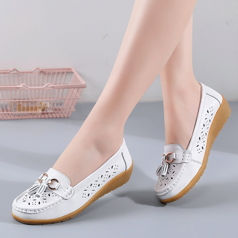 2023 NEW - Women's Hollow Soft Leather Breathable Moccasin Lafers