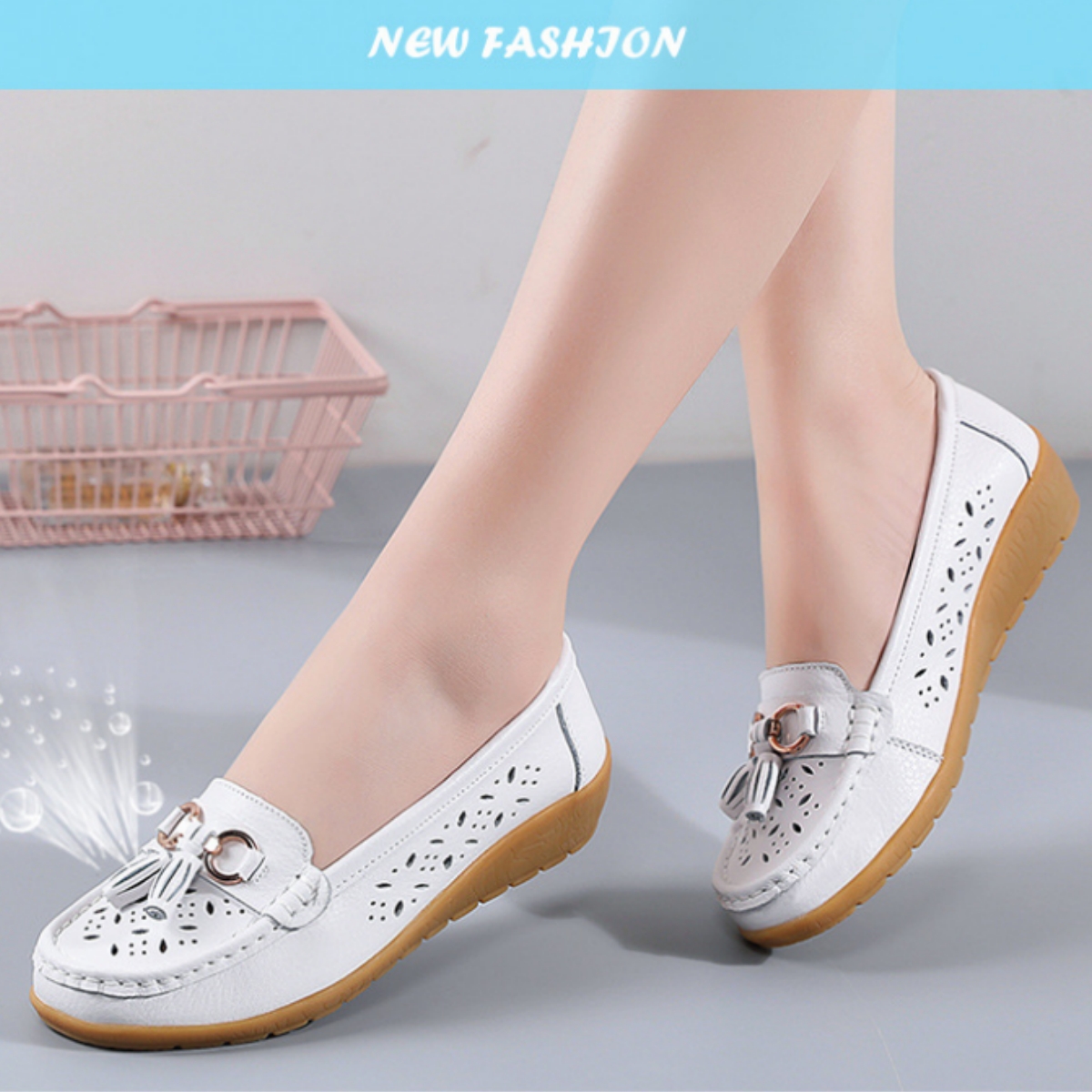 2023 NEW - Women's Hollow Soft Leather Breathable Moccasin Lafers