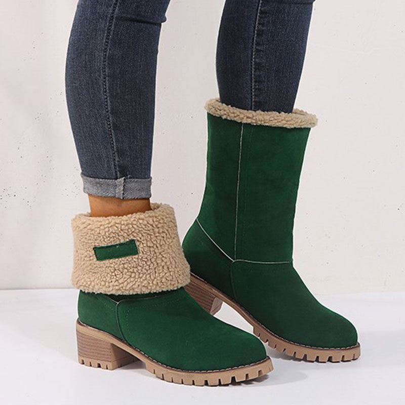 Women's Chunky Heel Round Toe Snow Boots