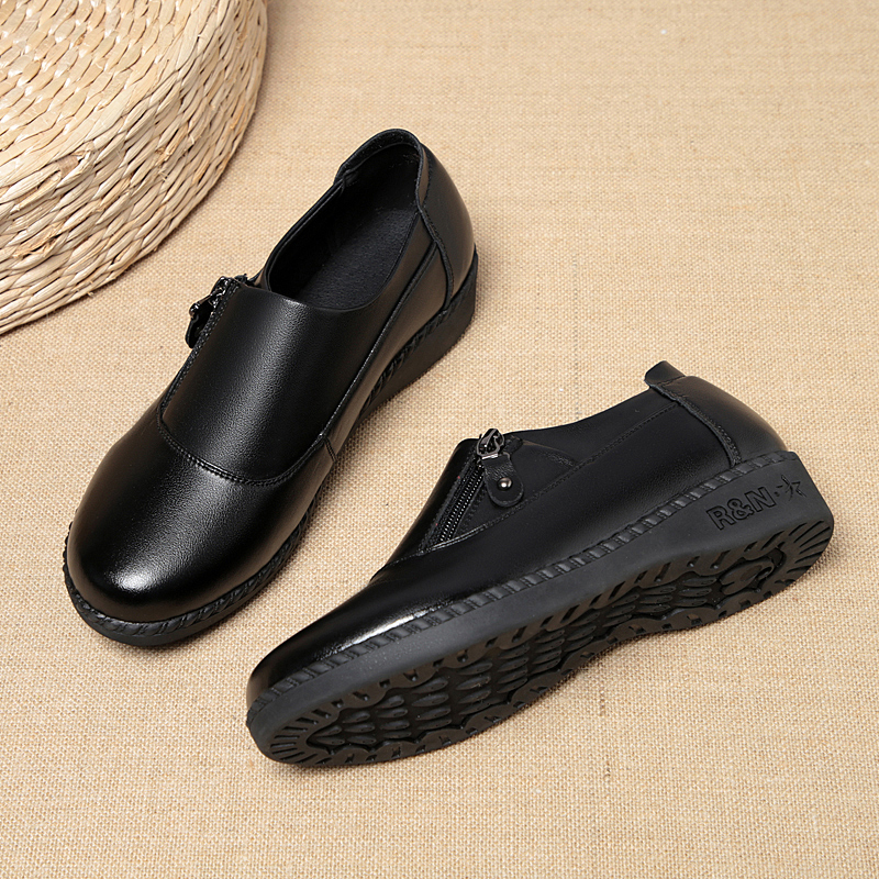 Loafers for Women Comfort Women's Loafers & Slip-Ons Zipper Leather Loafers Work Shoes for Women Dress Shoes Lightweight Walking Flats Shoes Business Shoes