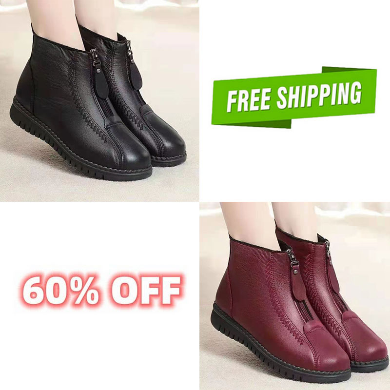 Women's Soft Leather Winter Warm Non-Slip Shoes Boots