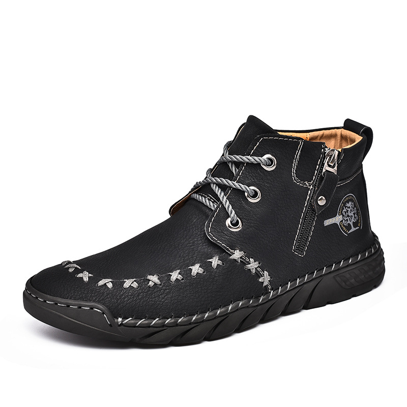 ⏰LAST DAY-50% OFF🛒Men's Outdoor Comfort Leather Hand-sewn Zipper Boots Non-slip Durable Driving Boots