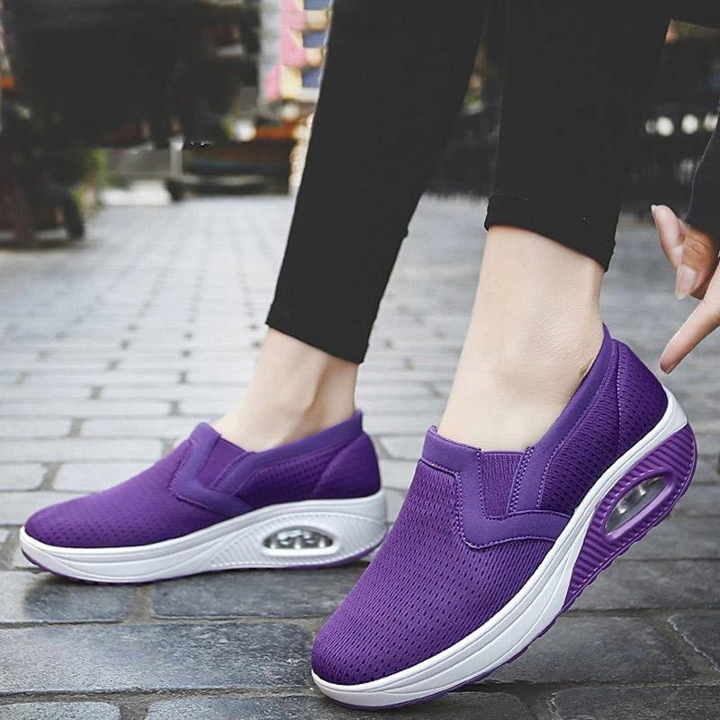Women's Sporty Platform Fabric Daily Slip-On Walking Sneakers