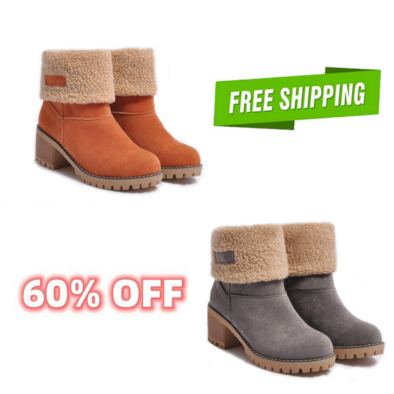 Women's Chunky Heel Round Toe Snow Boots