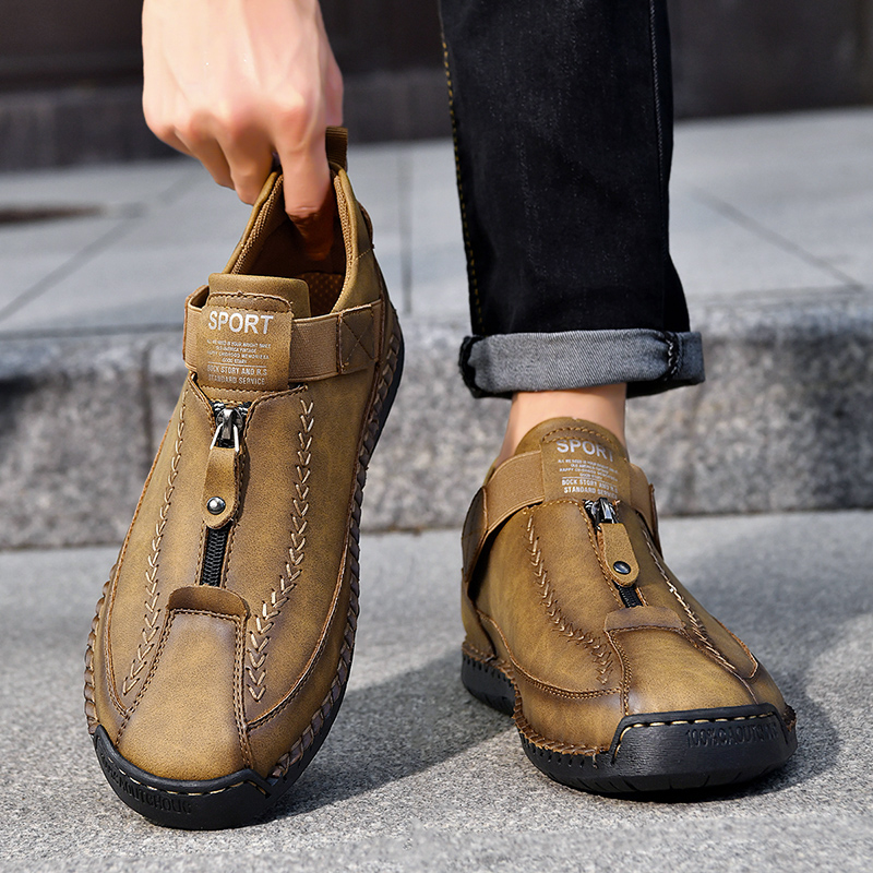 ⏰Limited Time Sale 70% OFF - Men's Premium Leather Slip-On Boots – Ideal Gift for Dad, Husband or Friend | Wide Toe, Arch Support, Waterproof, Pressure Relief, Non-Slip