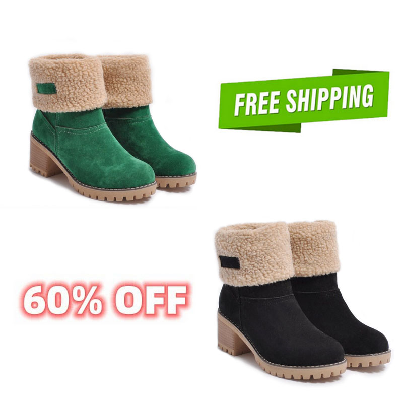 Women's Chunky Heel Round Toe Snow Boots
