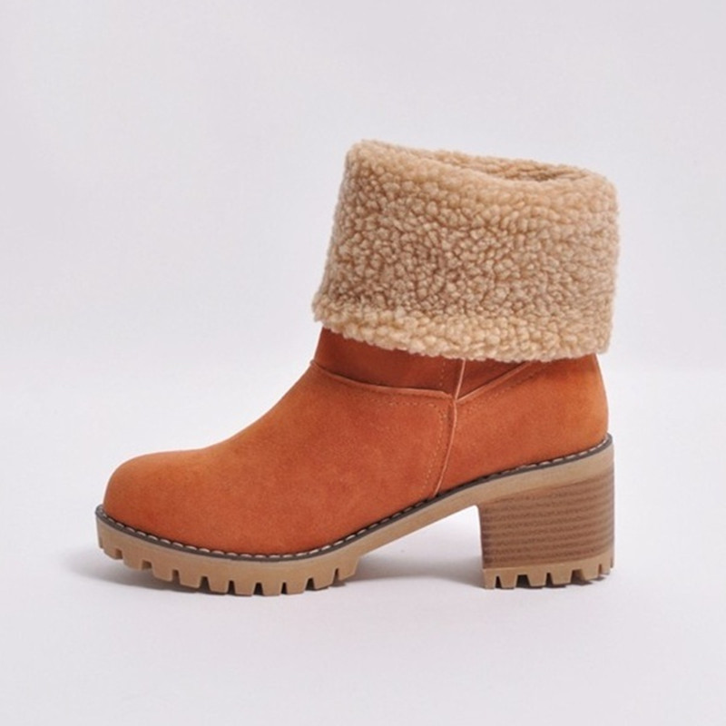 Women's Chunky Heel Round Toe Snow Boots