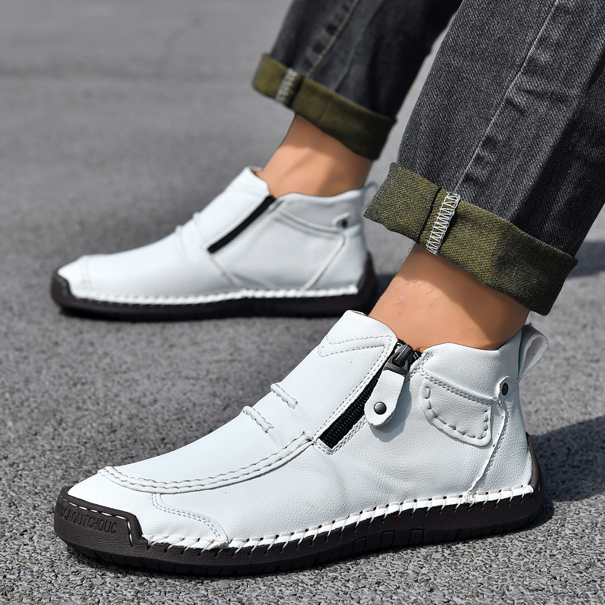 🔥Last Day Deals🔥Italian Handmade Suede High Boots for Men Waterproof Leather Sneakers