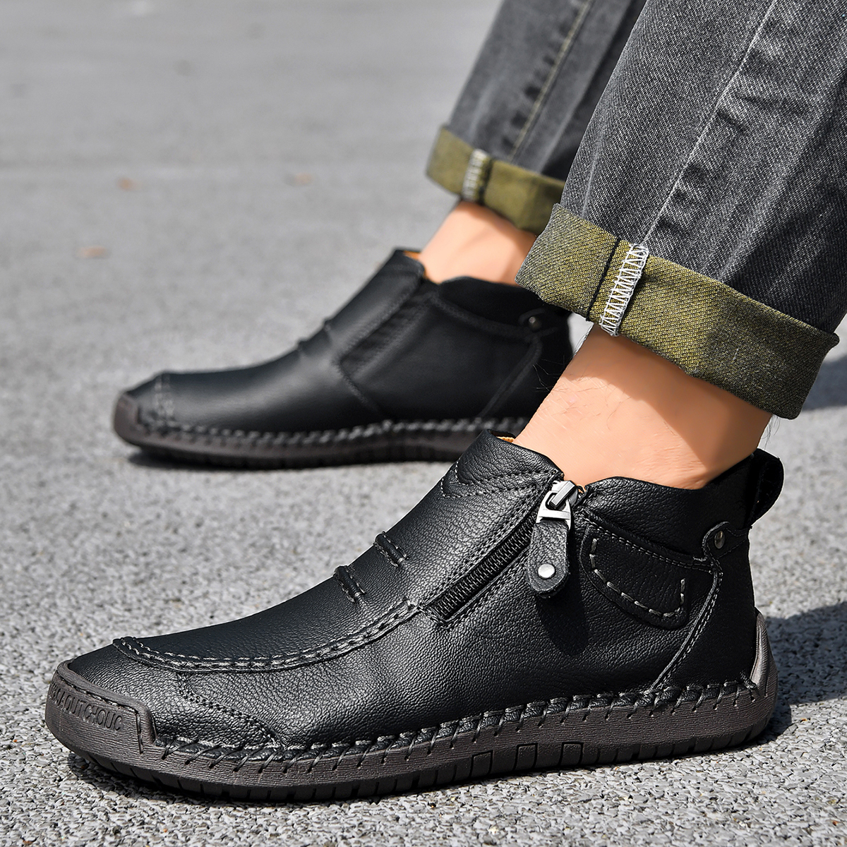 🔥Last Day Deals🔥Italian Handmade Suede High Boots for Men Waterproof Leather Sneakers