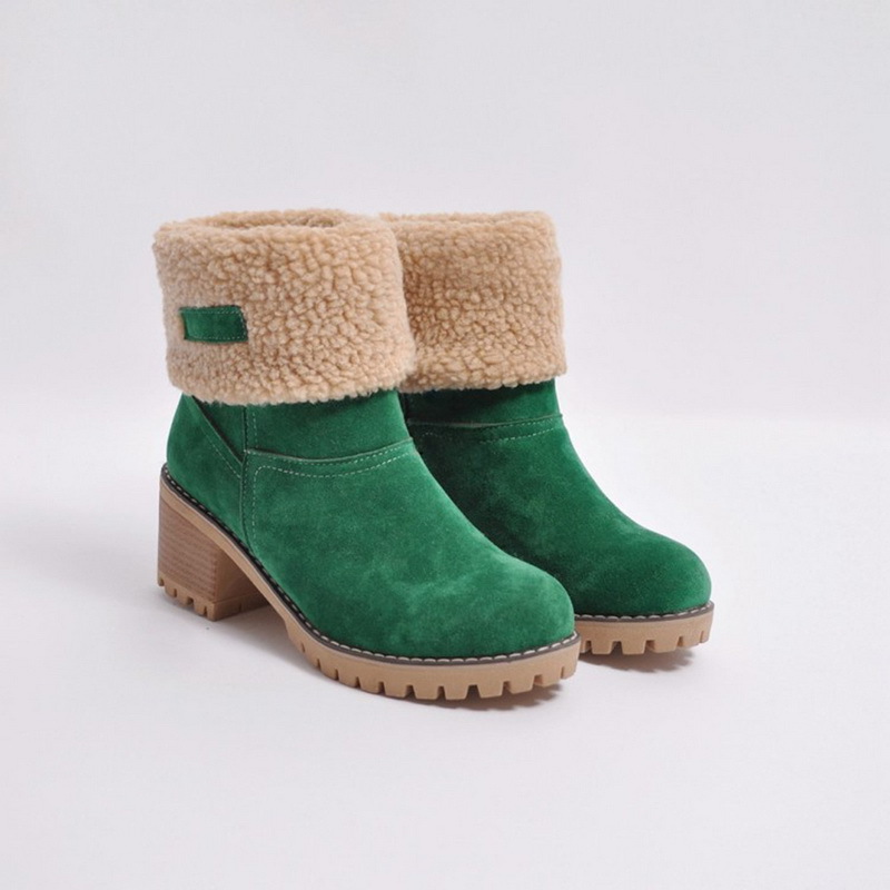 Women's Chunky Heel Round Toe Snow Boots