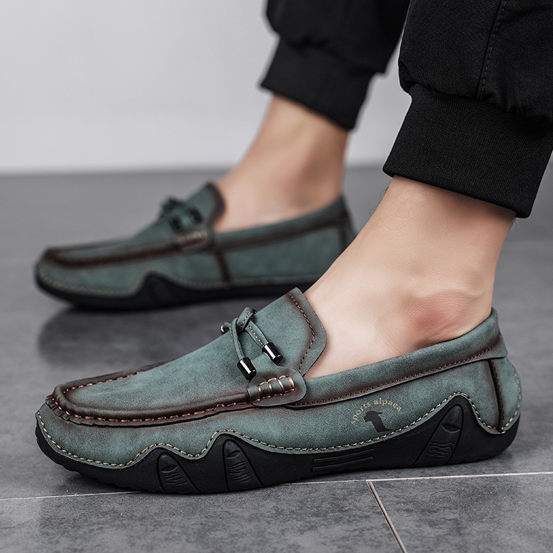 Autumn Men'S Casual Leather Shoes, One-Leg Driving Shoes, Men'S Hand-Sewn Cross-Border Large Size Octopus Men'S Shoes