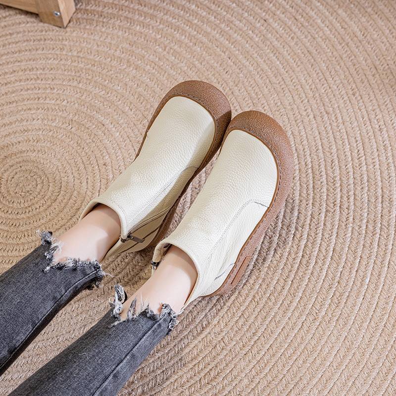 🌸🎉 Trendy Must-Have! Only a Few Left! ✨🥿💫Women's Everyday Comfort Non-Slip Arch Support Leather Back Zipper Boots