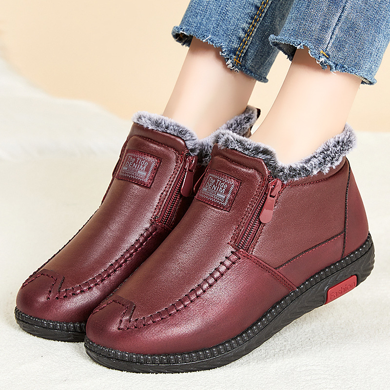 Women's Genuine Leather Non-Slip Zipper Ankle Boots
