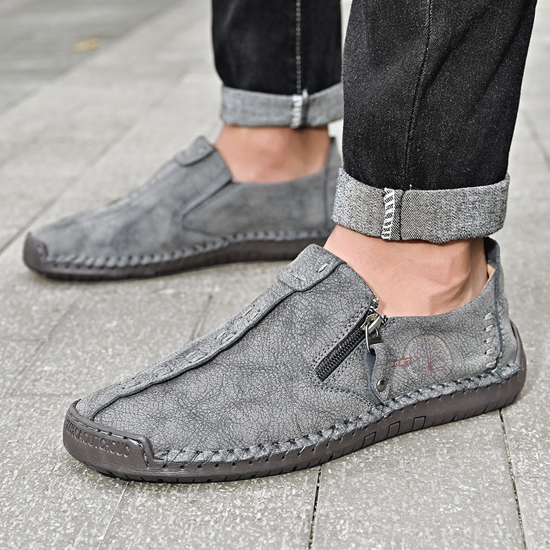 ⏰Limited Time 60% OFF - Men's Handmade Stitched Slip-On Driving Shoes with Zipper