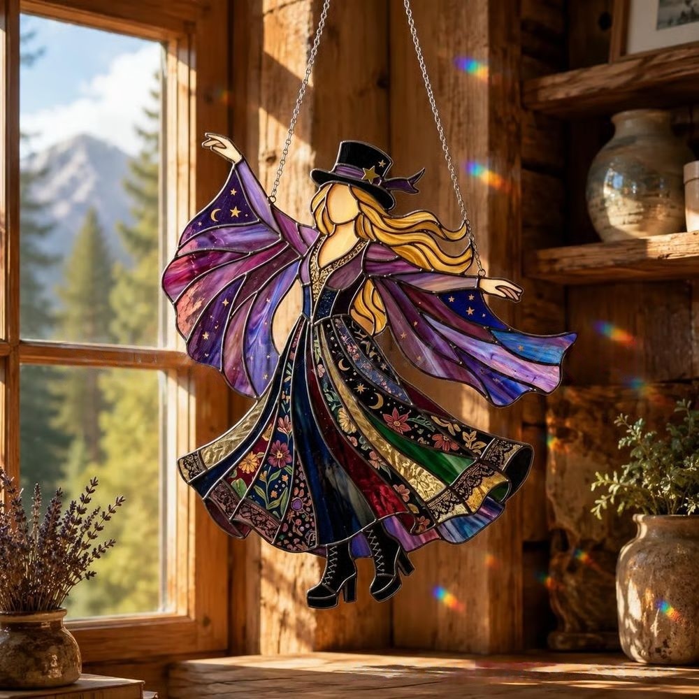 Stevie Nicks Fleetwood Mac Acrylic Suncatcher, Witchy Music Legend Window Hanging, Bohemian Rock And Roll Goddess Decor Gift