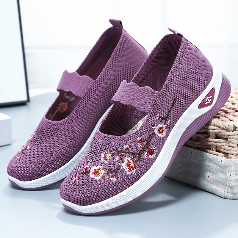 Women's Floral Embroidered Mary Jane Sneakers – Breathable, Lightweight Comfort for All-Day Walking & Daily Wear
