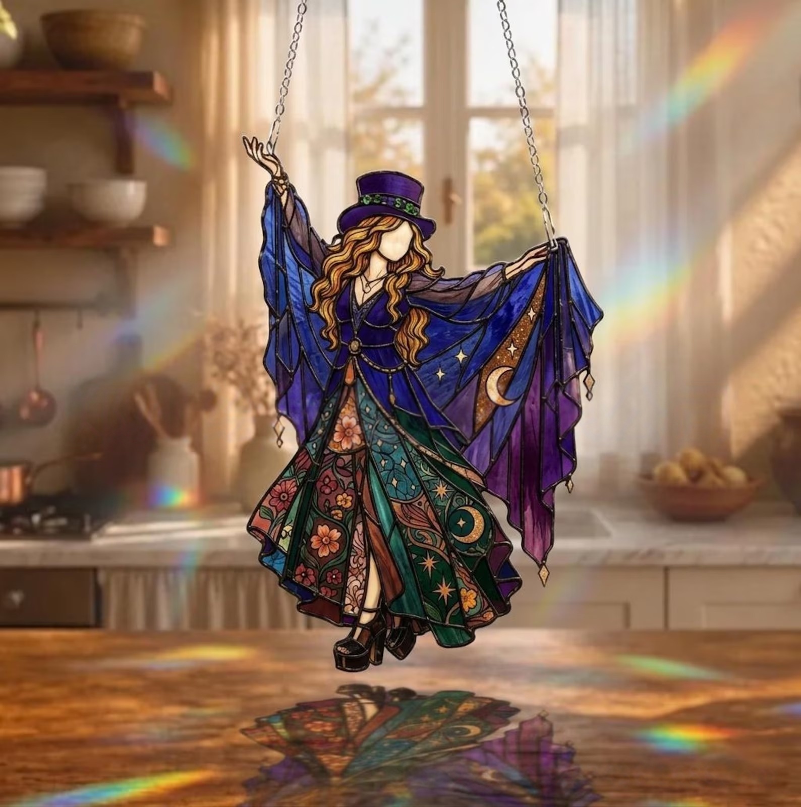 Stevie Nicks Fleetwood Mac Acrylic Suncatcher, Witchy Music Legend Window Hanging, Bohemian Rock And Roll Goddess Decor Gift