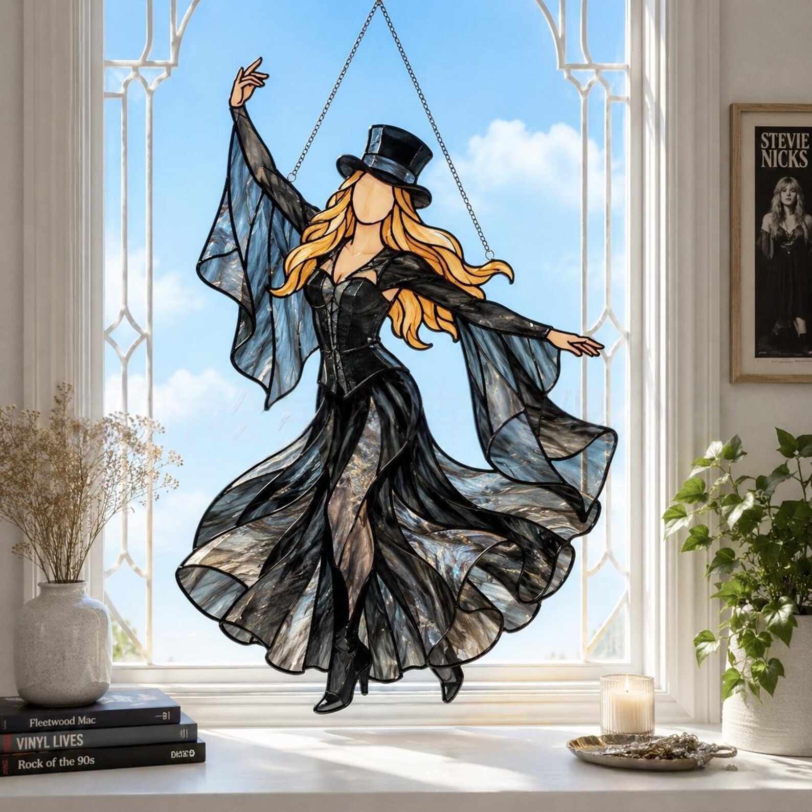 Stevie Nicks Fleetwood Mac Acrylic Suncatcher, Witchy Music Legend Window Hanging, Bohemian Rock And Roll Goddess Decor Gift