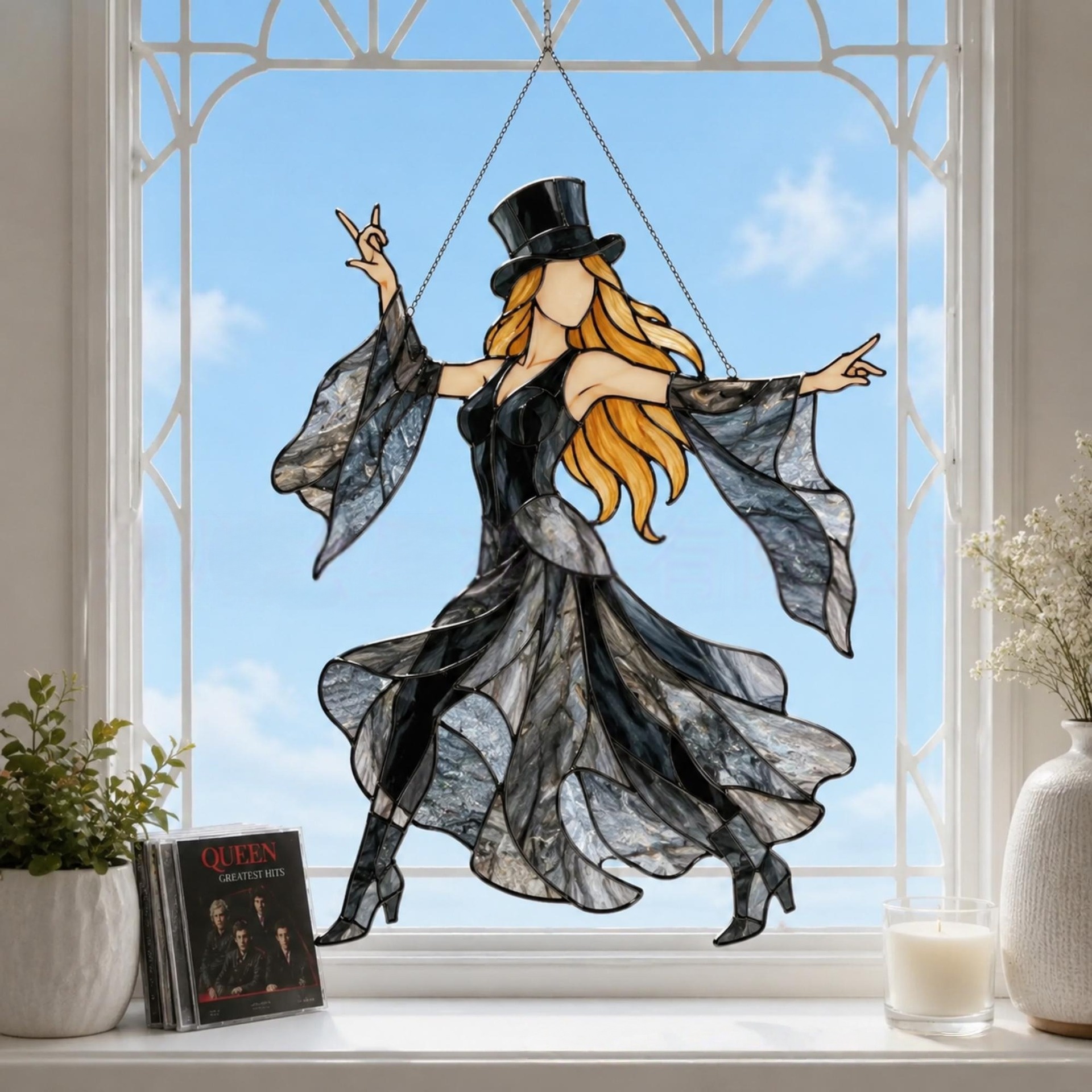 Stevie Nicks Fleetwood Mac Acrylic Suncatcher, Witchy Music Legend Window Hanging, Bohemian Rock And Roll Goddess Decor Gift