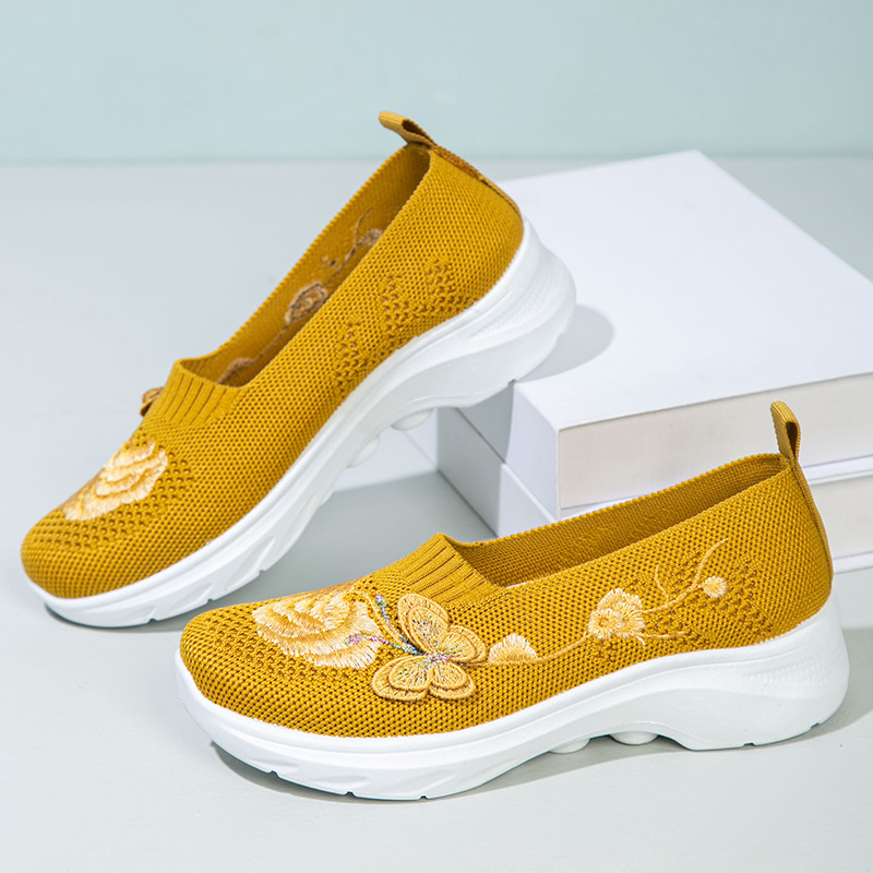 ⏰ Limited Time Sale 60% OFF - Women's Butterfly Embroidered Slip-On Shoes, Breathable Knit Casual Sneakers