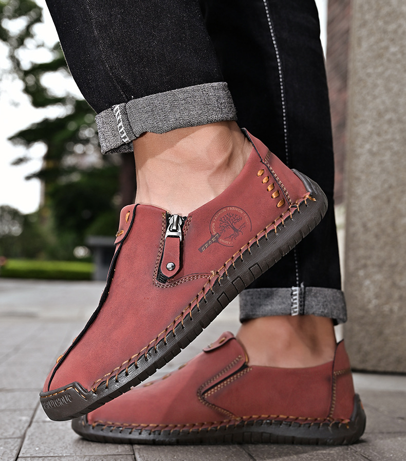 ⏰Limited Time 60% OFF - Men's Handmade Stitched Slip-On Driving Shoes with Zipper