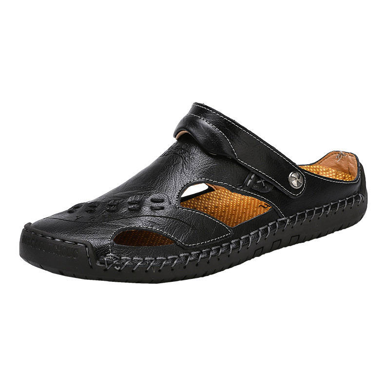 ⏰LAST DAY-70% OFF🛒Men's Summer Breathable Leather Slides – Comfortable for Walking & Daily