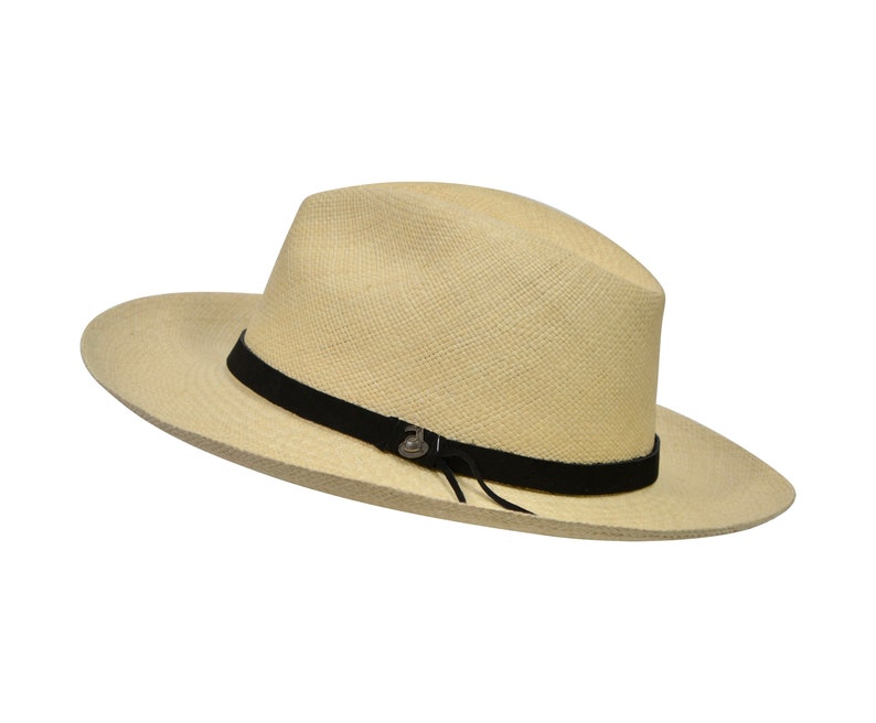 Original Panama Hat - Wide Brim Fedora - Natural Straw - Black Leather Band - Handmade in Ecuador by Ecua-Andino - EA - HatBox Included-BOX PACKING