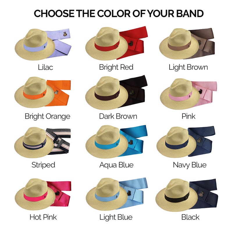 Genuine Panama Hat - Customizable Band Color