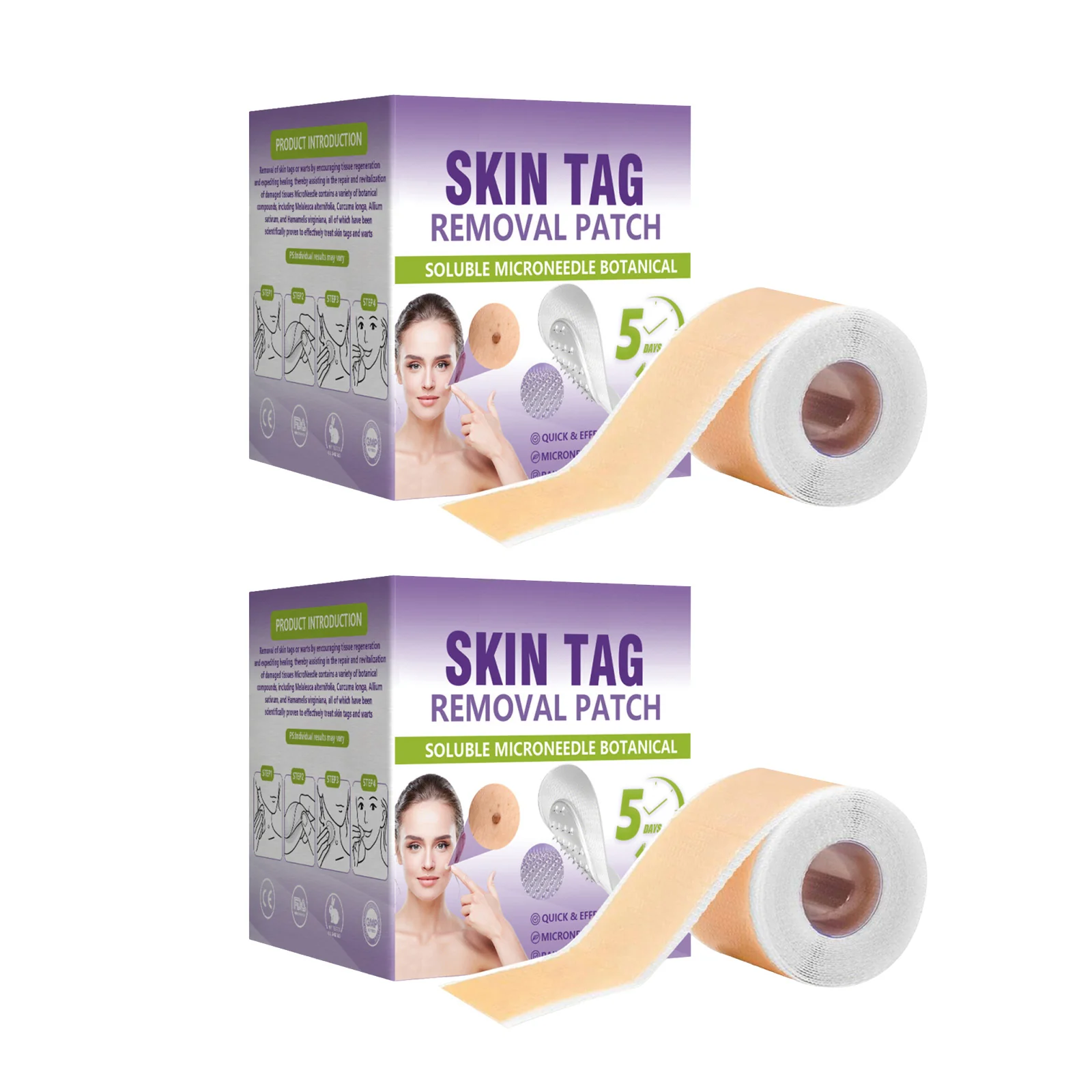 Soluble Microneedle Botanical Skin Tag Removal Patch